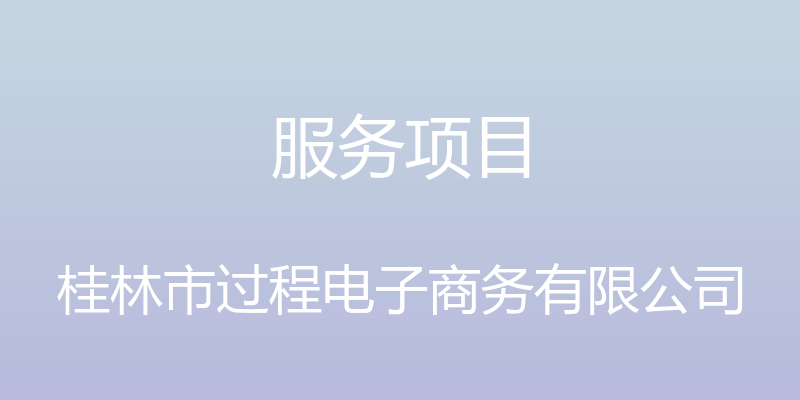 服务项目 - 桂林市过程电子商务有限公司