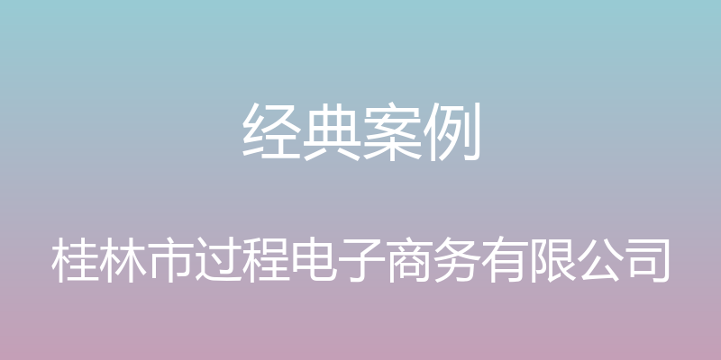 经典案例 - 桂林市过程电子商务有限公司