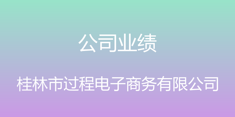 公司业绩 - 桂林市过程电子商务有限公司