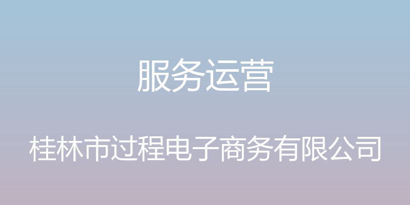 服务运营 - 桂林市过程电子商务有限公司